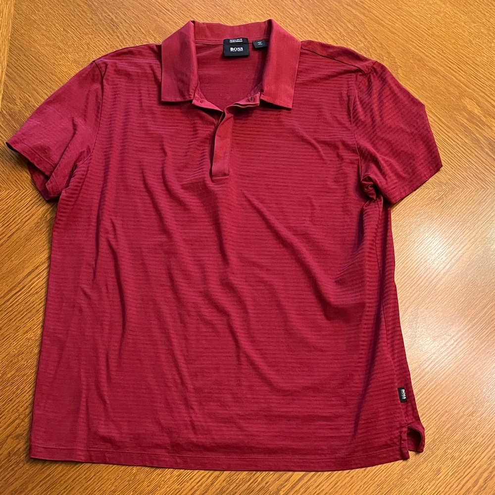 Hugo Boss Deep Red Polo Shirt Large